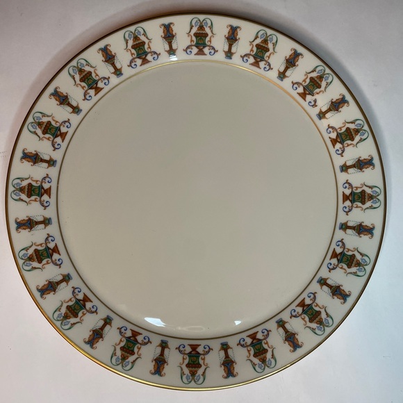 Chop Plate 13" Lido by Lenox, Ivory tan and blue design, serving plate - Picture 1 of 5